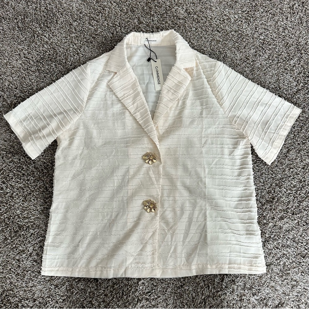 Commense Cream Textured Top